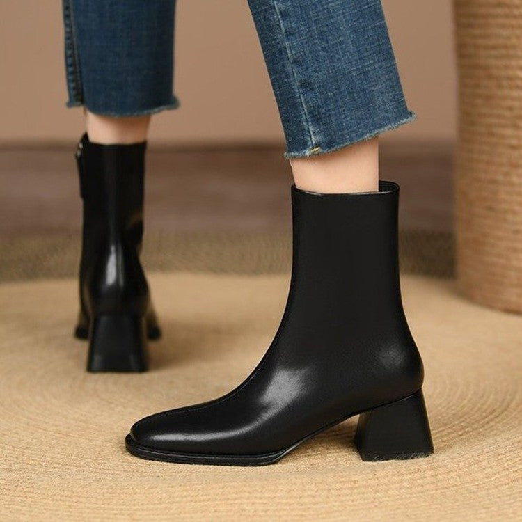 Mia's Chunky Mid Heel Side Pull Boots