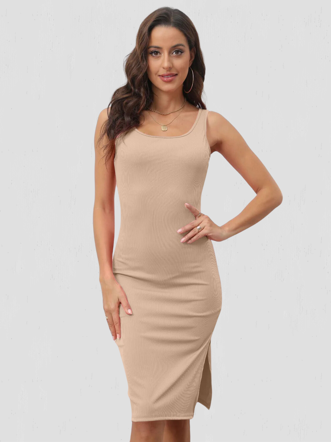 Slit Wide Strap Sleeveless Wrap Dress