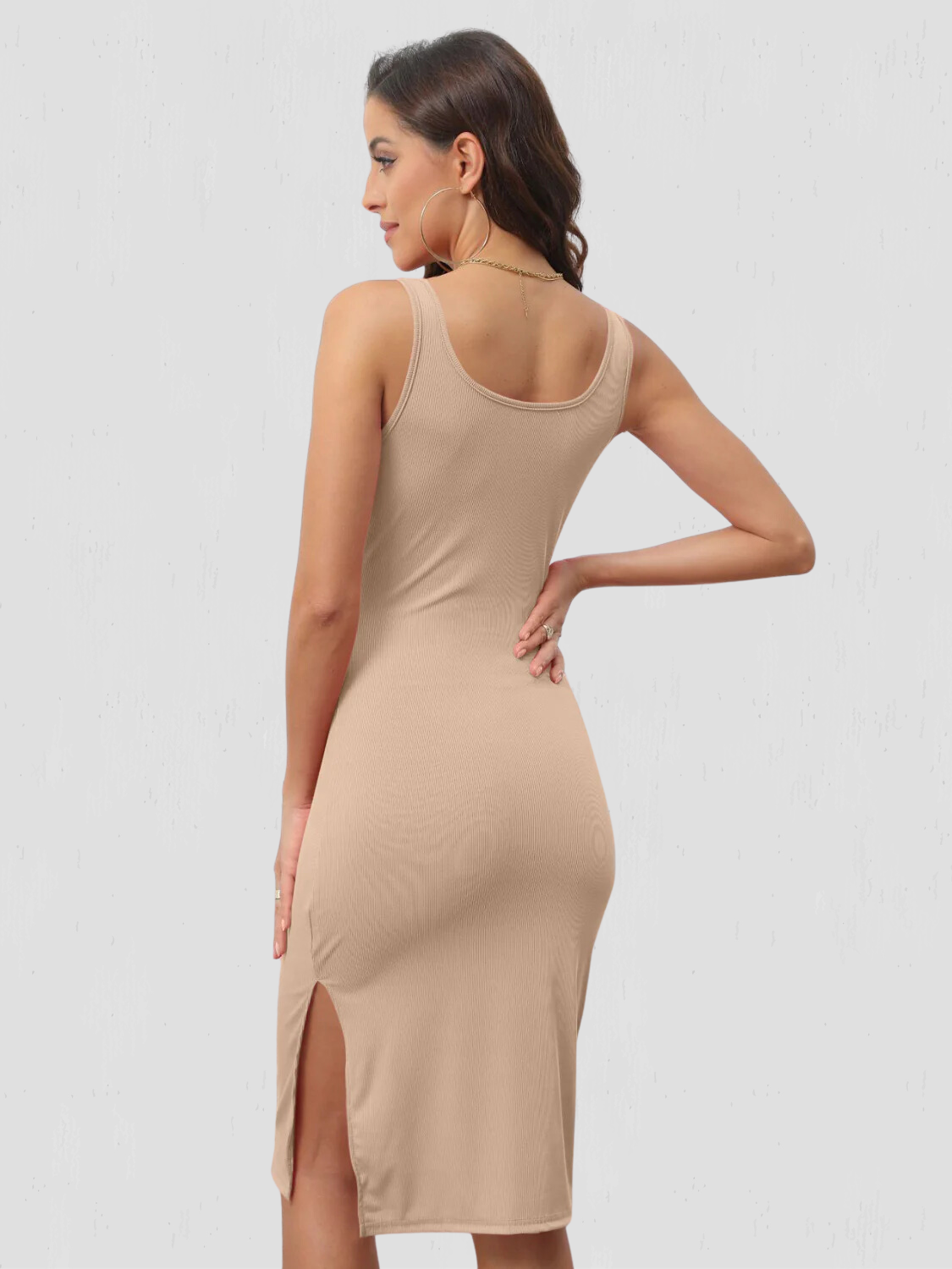 Slit Wide Strap Sleeveless Wrap Dress