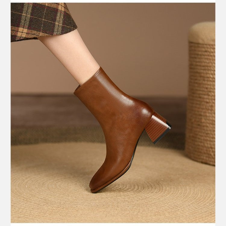 Mia's Chunky Mid Heel Side Pull Boots