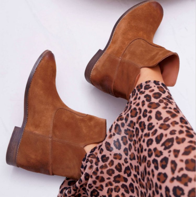 Maya's Low Heel Suede Boots