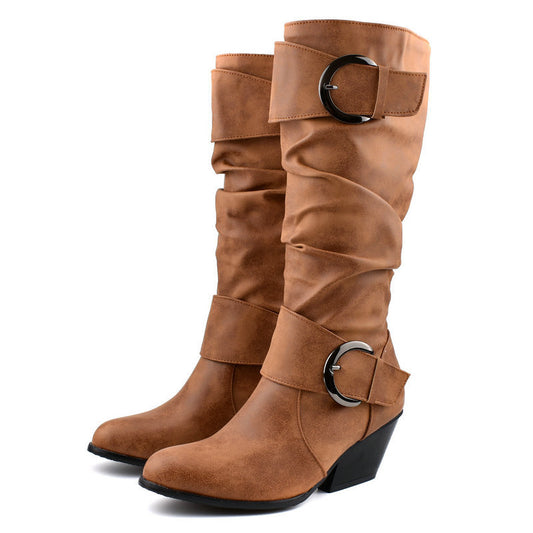 Elva's High Heel Buckle Martin Boots