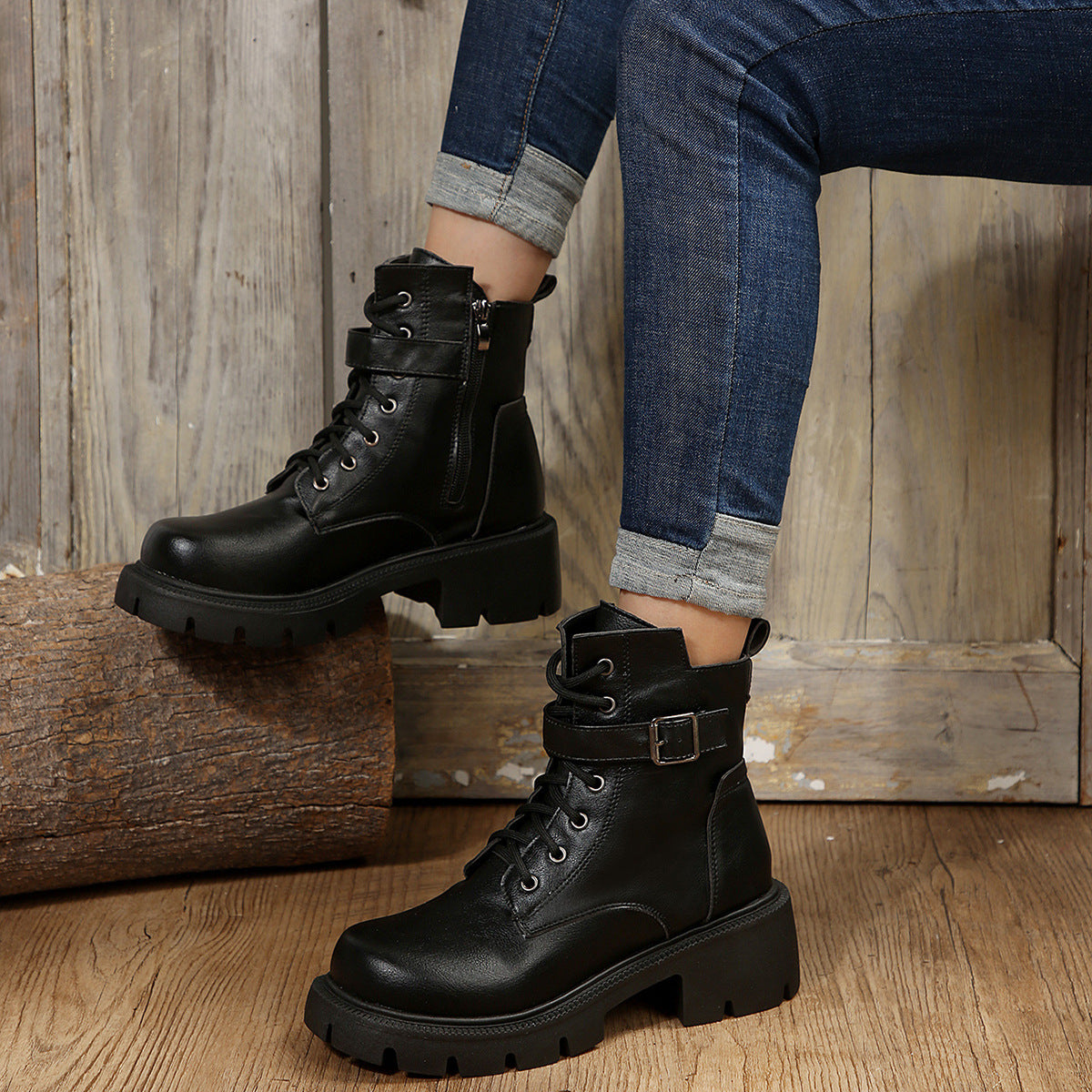 Plus Size Round Head Martin Boots