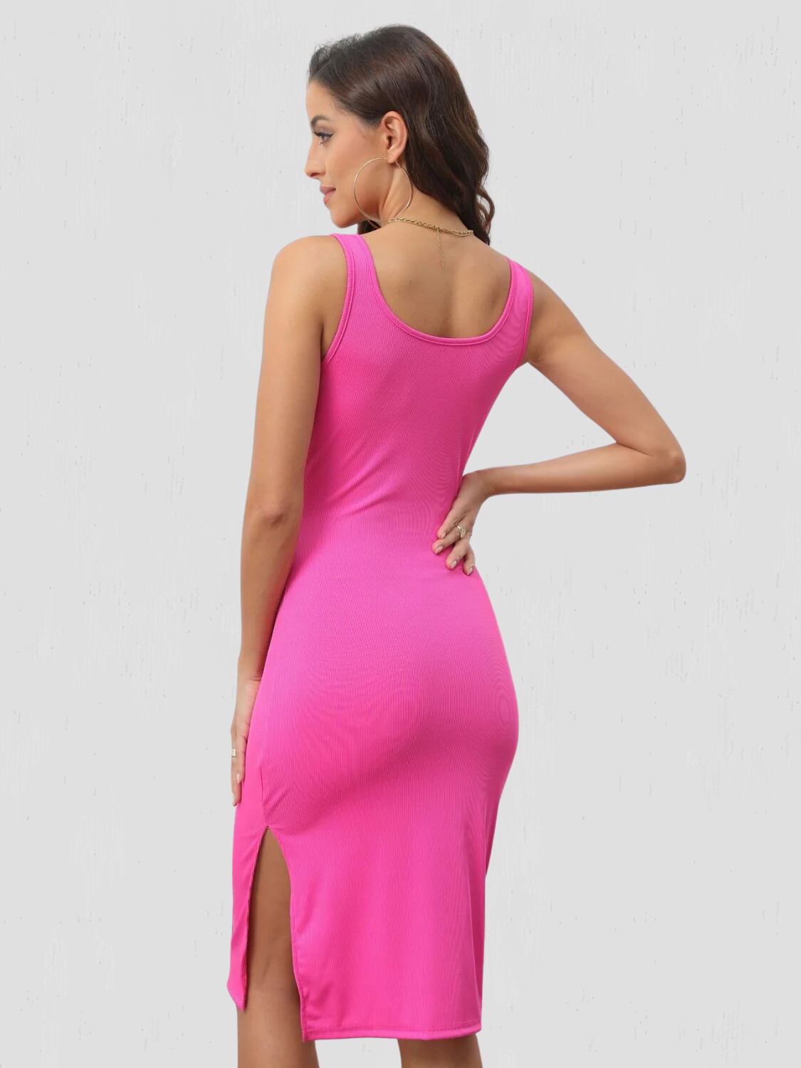 Slit Wide Strap Sleeveless Wrap Dress