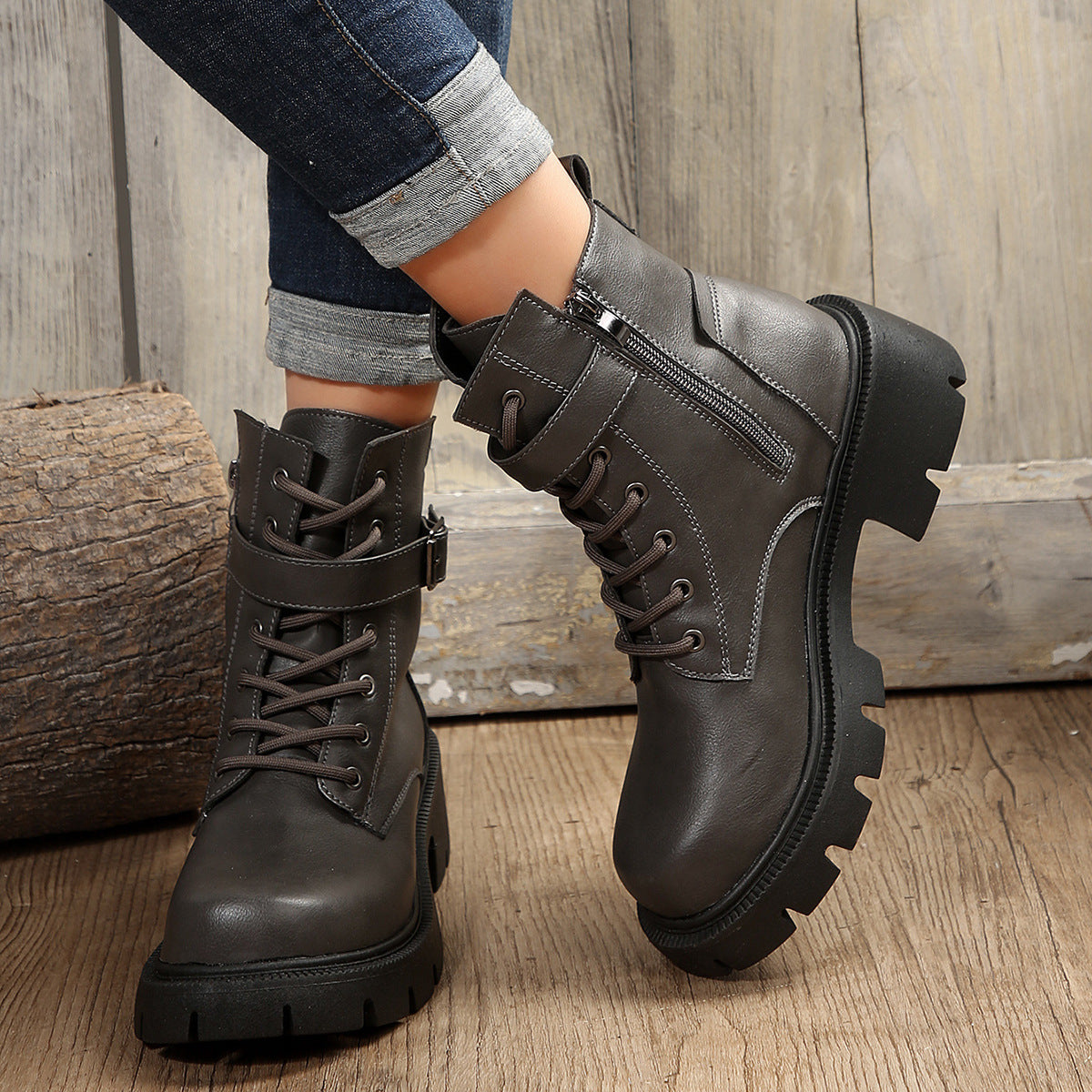 Plus Size Round Head Martin Boots