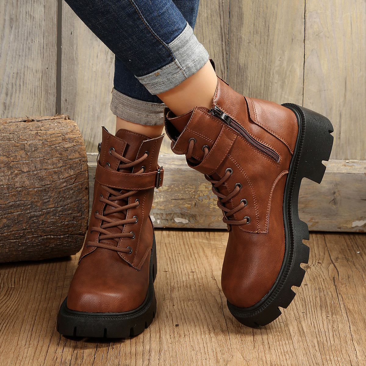 Plus Size Round Head Martin Boots