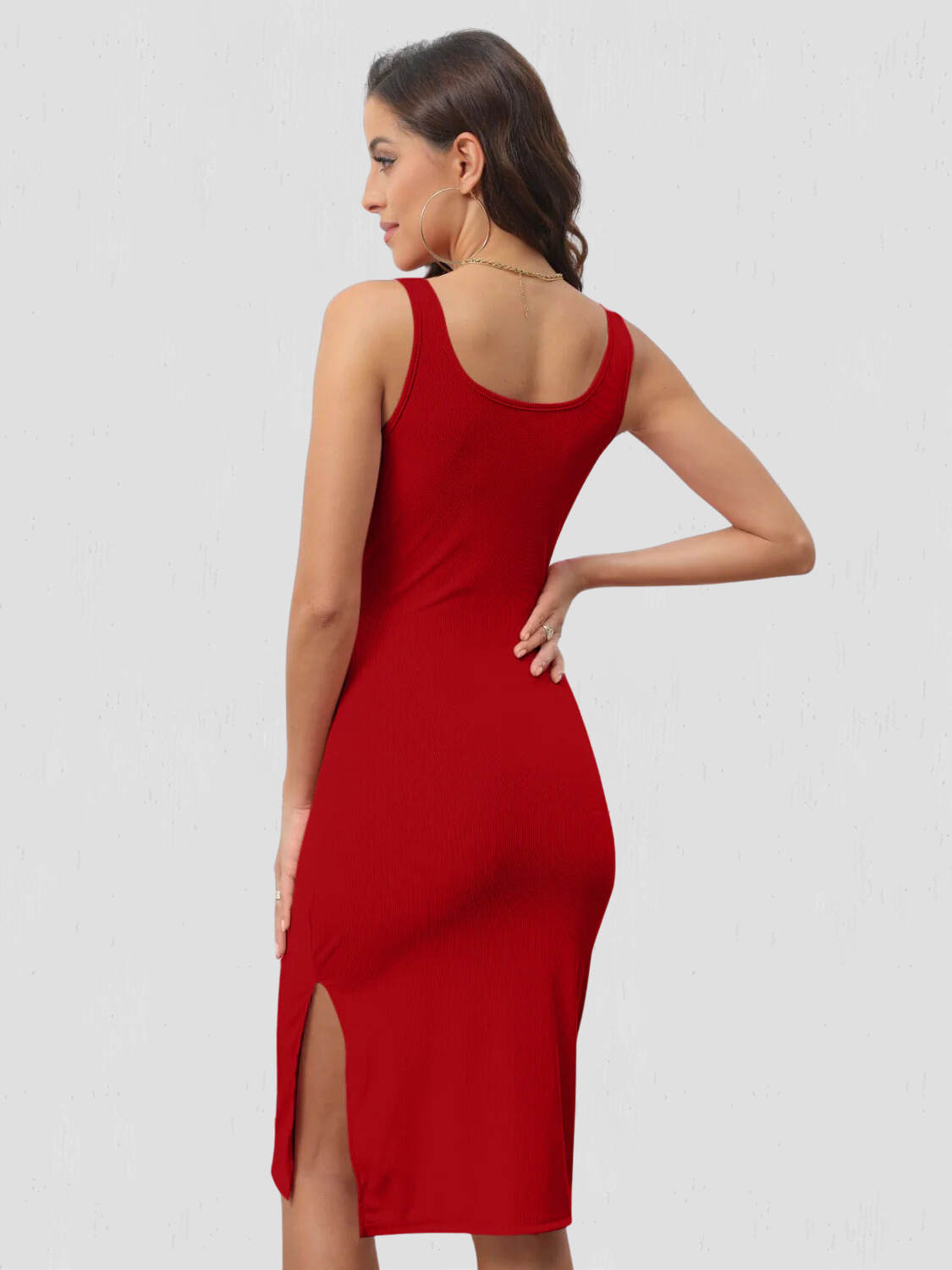 Slit Wide Strap Sleeveless Wrap Dress