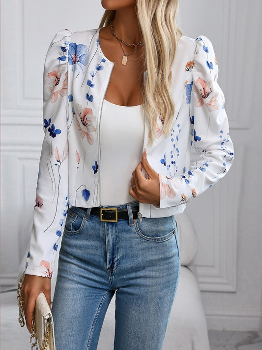 Printed Zip Up Long Sleeve Jacket