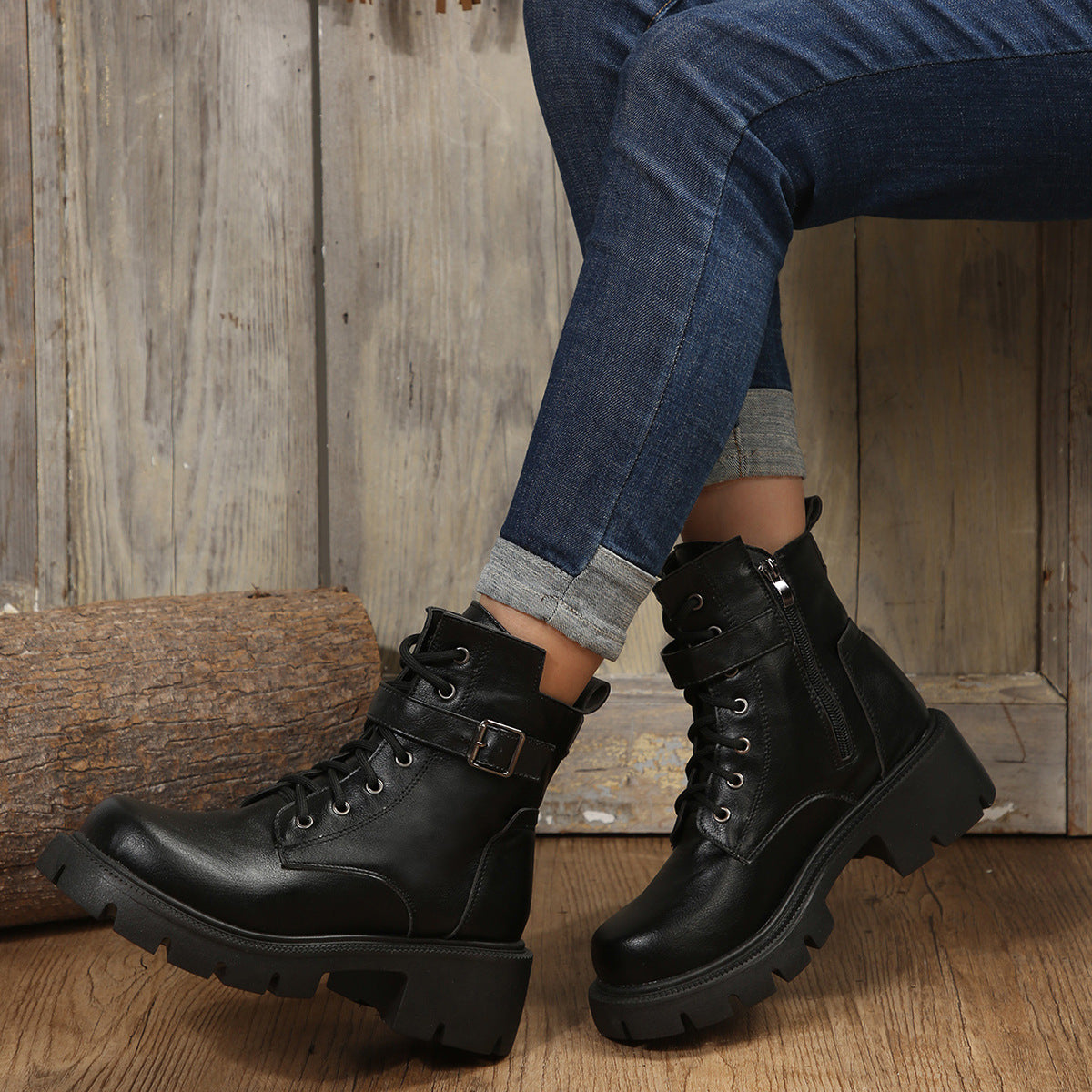 Plus Size Round Head Martin Boots