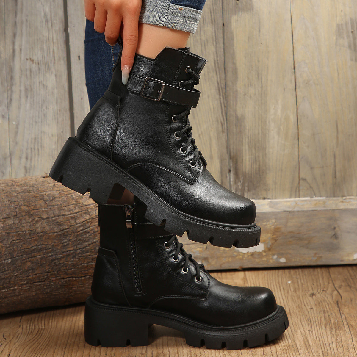 Plus Size Round Head Martin Boots