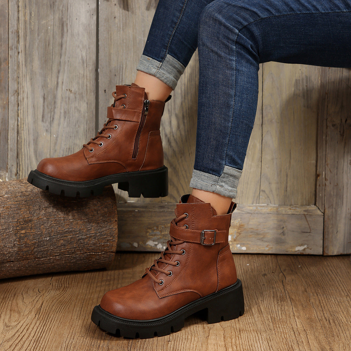 Plus Size Round Head Martin Boots