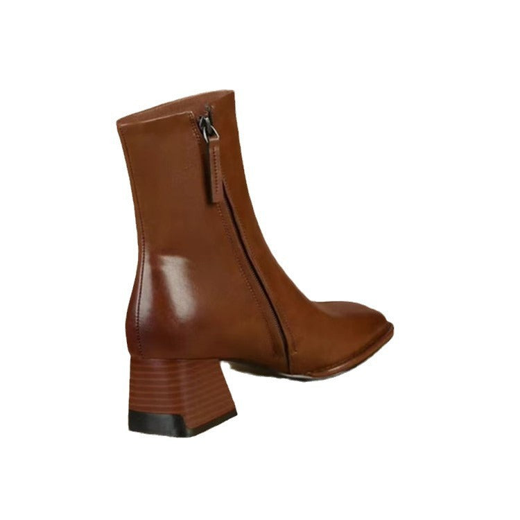 Mia's Chunky Mid Heel Side Pull Boots